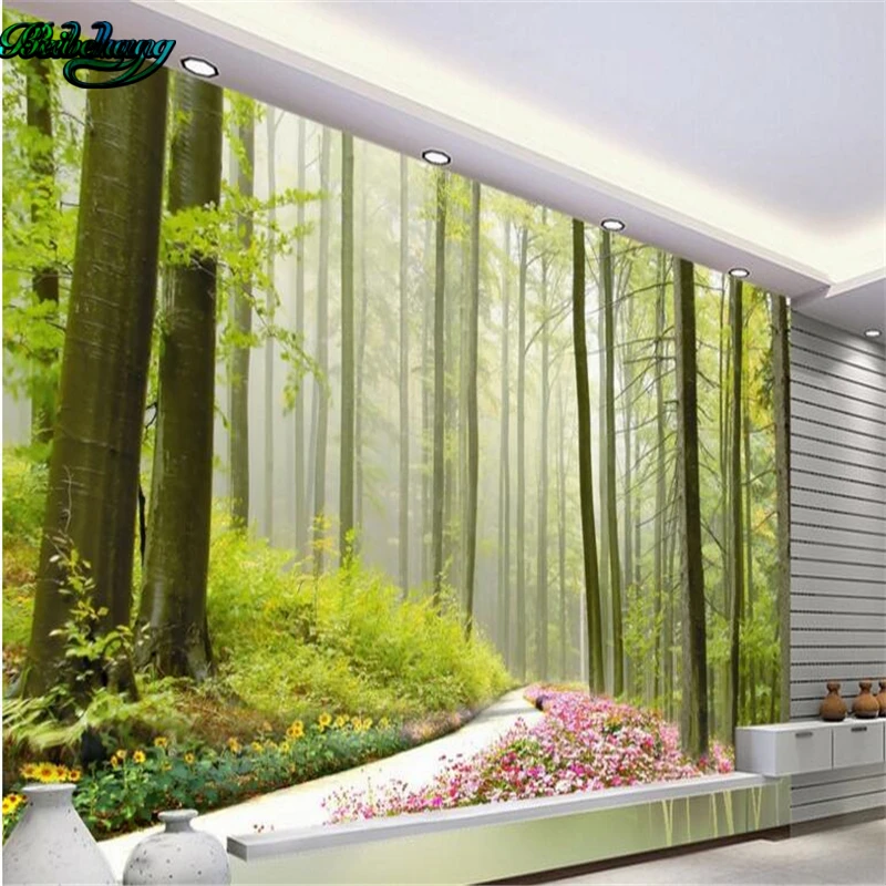 

beibehang HD forest landscape TV background wall custom nonwoven fabric fresco lounge sofa decoration painting