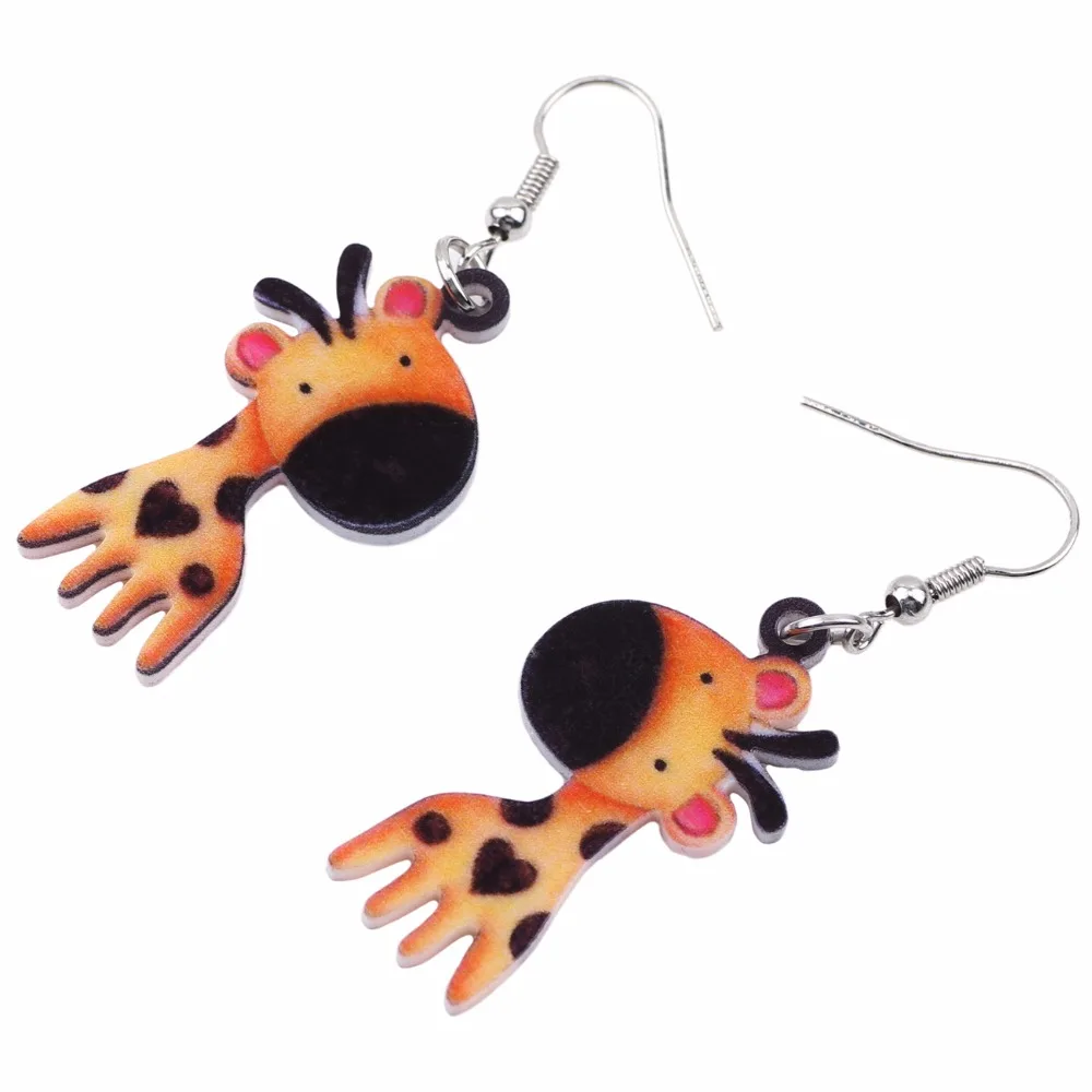Bonsny Новинка Акриловые африканские жираф из джунглей серьги-подвески в форме