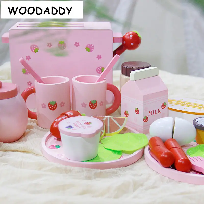 

Dropshipping Strawberry Simulation Toaster Wooden Toys For Kids Bread Machine Children Birthday Gift Educational Baby Toys Play