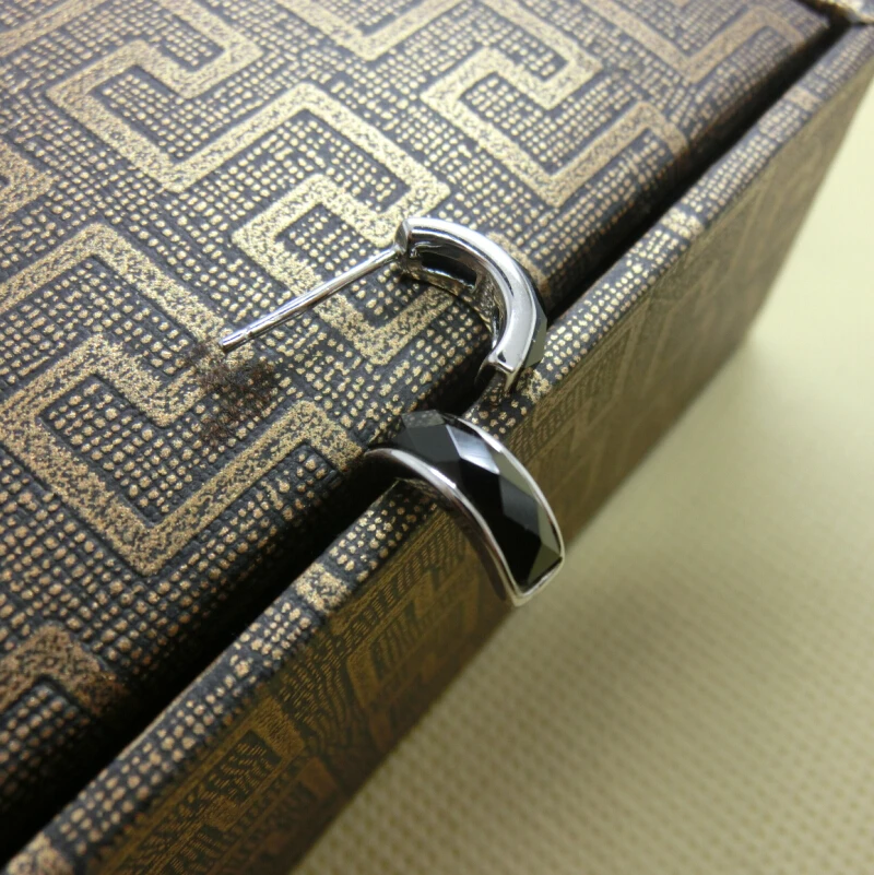 Серьги гвоздики из чистого серебра 925 пробы с черным агатом серебряные серьги|stud