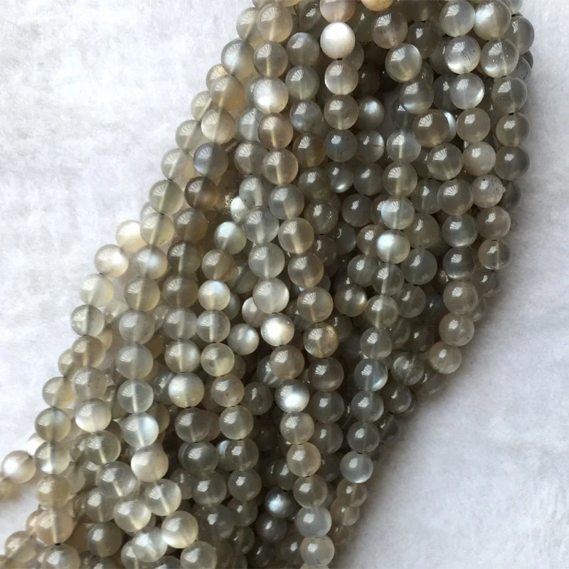 

Real Genuine Natural Black Moonstone flash light Round Loose Gemstone Ball Beads 6mm 8mm 10mm 12mm 15" 05602
