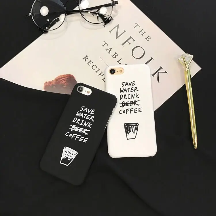 Коробка Милый Кофе Письмо Case Для iphone 7 Жесткий чехол Назад КОМПЬЮТЕР крышка