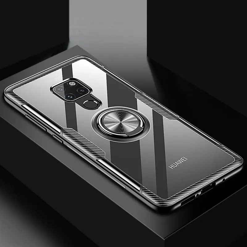 Мягкий ТПУ противоударный кольцевой чехол для huawei mate 20 pro 20X20 lite, задняя крышка для телефона huawei mate 20 20pro, сумки - Цвет: Black