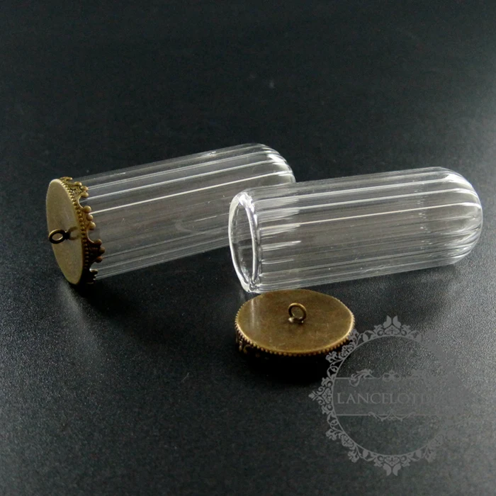 

20x50mm antiqued bronze plated cover glass tube vial bottle dome pendant charm settings DIY jewelry findings supplies 1800189