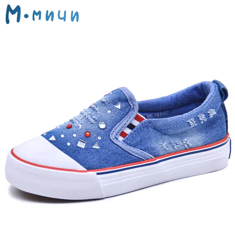 MMnun 2=1 Spring Denim Girls Shoes With Crystal Breathable Canvas Kids For Girl Sneakers Children Size 26-31 ML1856 | Детская одежда и