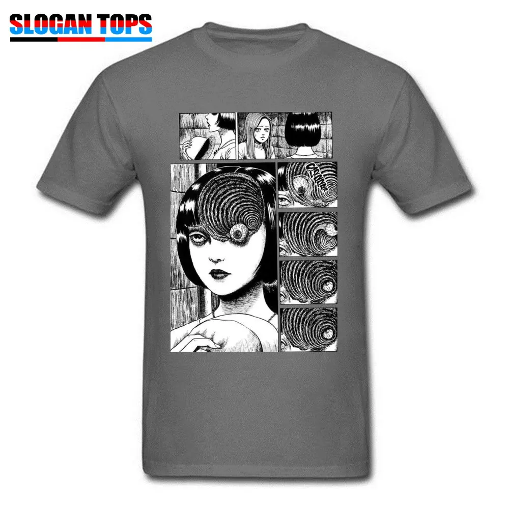 Мужская футболка Uzumaki 100% хлопок футболки Junji Ito с ужасом мангой вырезом лодочкой