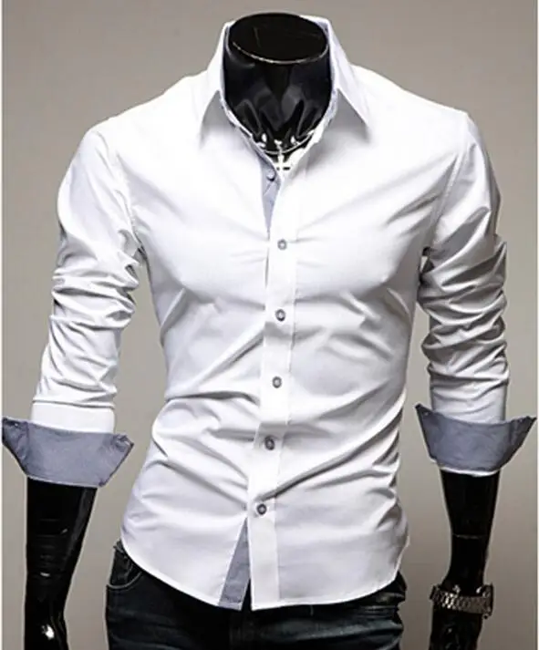 New Fashion Men's Luxury Stylish Casual Dress Shirts Long Sleeve Slim Fit Shirt Men shirt Spring | Мужская одежда