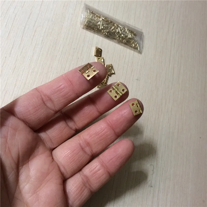 10Pcs 10*8mm Brass Mini Hinge Decor Door Hinges Wooden Gift Jewelry Box Fittings for Furniture Hardware+Nail | Обустройство дома