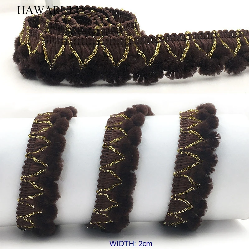 

HAWARULU2yard 2cm Handmade DIY Flannelette side plush side coffee lace clothing curtain tablecloth Christmas Hallowmas wedding
