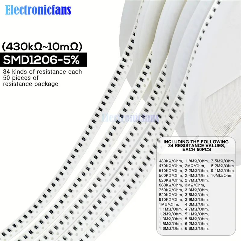 1700 шт./лот 1206 SMD резистор 0R 10 м Ом 5% 1/4 Вт 0 25 чип сопротивление фиксированный