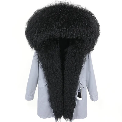 11 OFTBUY, зимняя женская куртка, большое натуральное меховое пальто, парка, Монгольская овчина, меховой воротник, подкладка из кроличьего меха Рекс, модное длинное пальто с кисточками - Цвет: 11