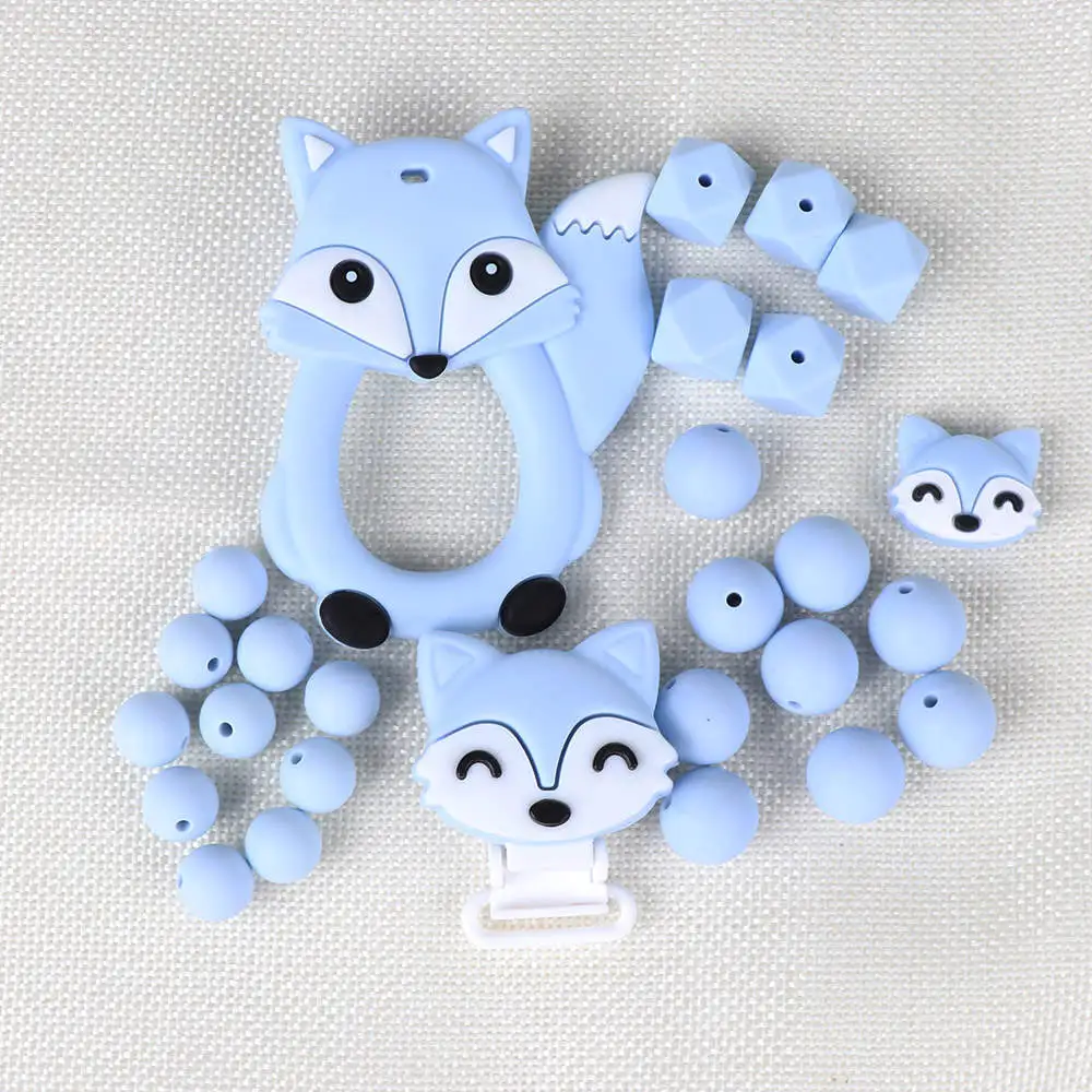 Light blue TYRY. HU Fox, детский прорезыватель, сделай сам, Bebe, бижутерия, кольцо, еда, силиконовые прорезыватели, игрушки для кормления, соски, клипсы, прорезыватели - Цвет: Light blue