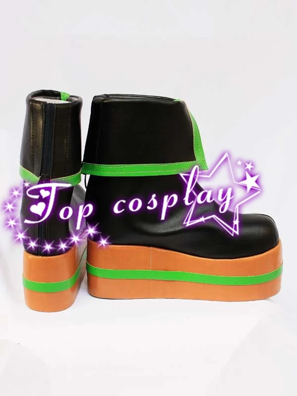 Vocaloid Hatsune Miku Cosplay Short Boots shoes Black/Orange/Green #VOC0132 | Обувь