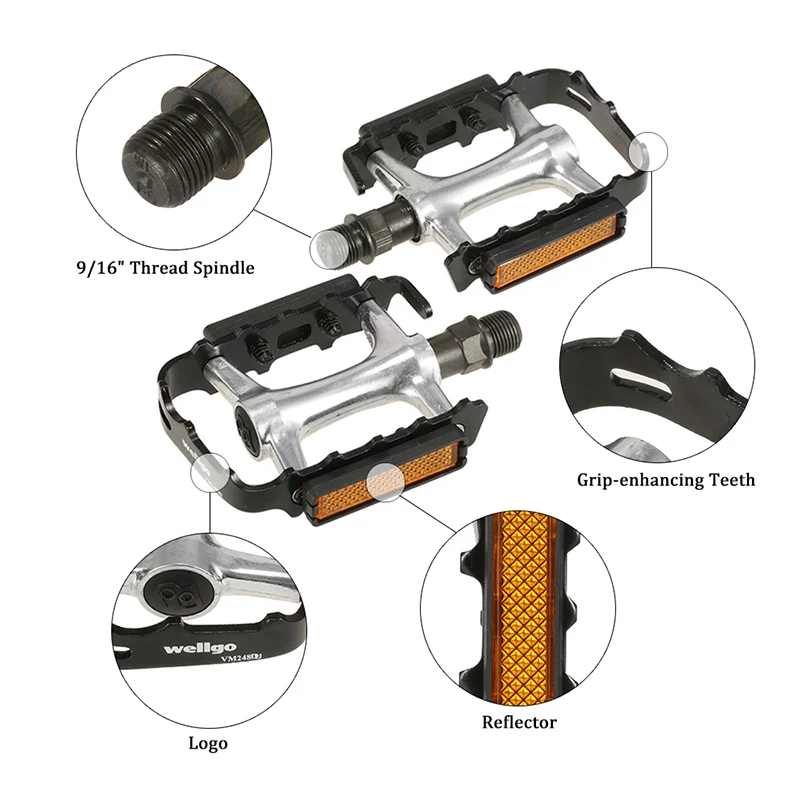 Велосипедные алюминиевые педали из сплава Wellgo, шоссейный велосипед MTB BMX, велосипед с резьбой, DU, высокое качество