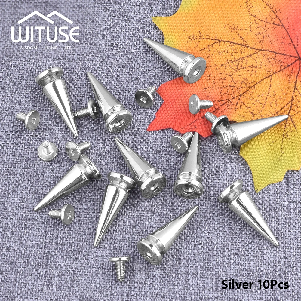 silver 26mm WITUSE 10 шт Серебряные панк-рок шипы для одежды металлические пулевые заклепки для кожи Модные аксессуары заклепки для одежды - Цвет: silver 26mm