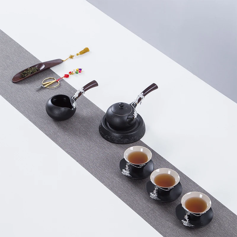 200 мл японский чайник ручной работы деревянная ручка Серебряная Подвеска