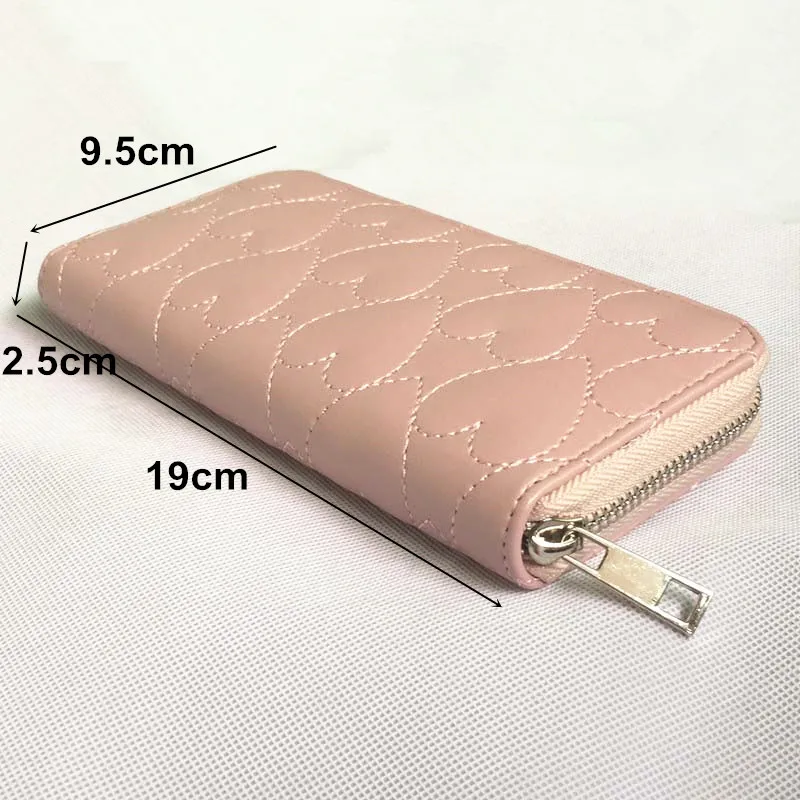 Женский Длинный кошелек из искусственной кожи с вышивкой в виде сердца на молнии