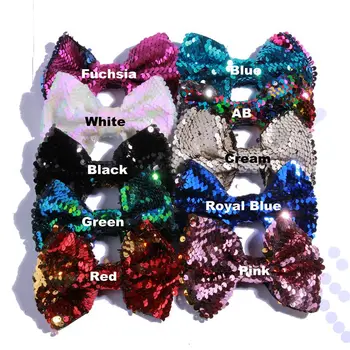 10PCS 13CM Big Luxurious Sequin Bows For Headwear Hair Clips Shiny Bowknot Bow For Hair Accessories Apparel Accessory 2