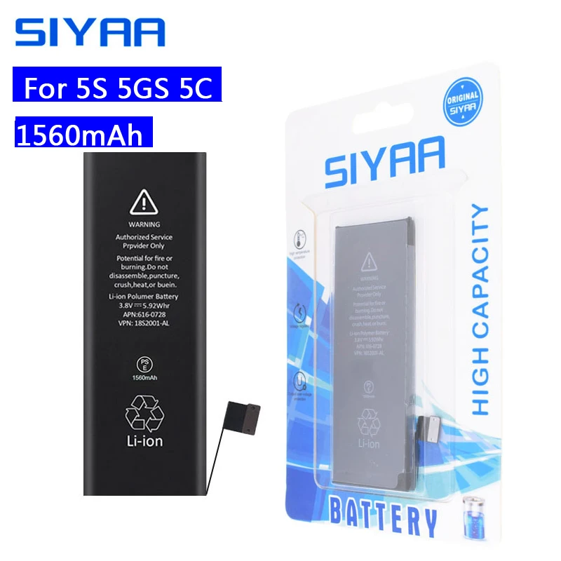 SIYAA телефон Батарея для Apple iPhone 5S 5GS 5C Замена литий полимерная Bateria 1560 мАч