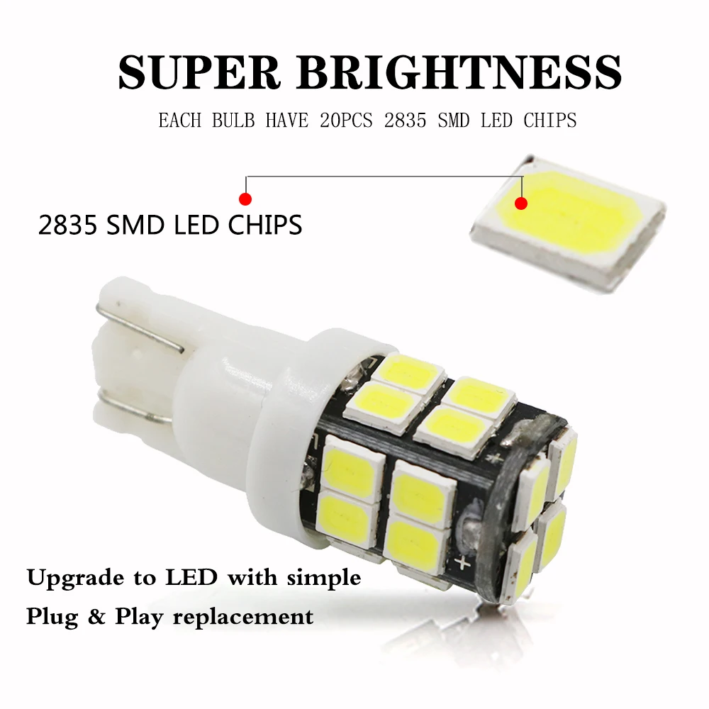 YSY 50x12V W5W 194 168 T10 2835 20 SMD светодиодный светильник лампа для зазора s мощная номерного