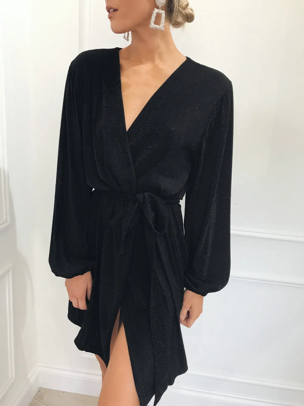 Женские платья с длинным рукавом v образным вырезом сексуальное свободное мини