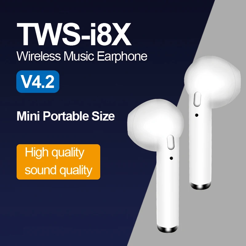 I8X TWS мини беспроводные музыкальные Bluetooth наушники модные спортивные с микрофоном