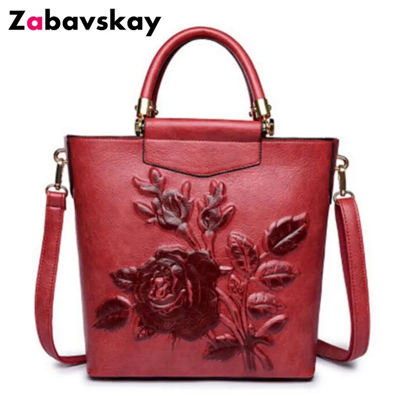 

Designer Leather Hobo Bucket Bags Large Embroidery Embossing Printing retro Floral Handbag Luxury Tote Bag High quality DJZ91