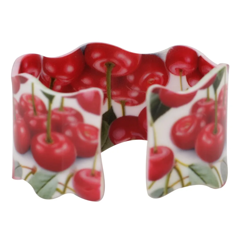 WEVENI Wide Love Lightweight Cherry Pattern Bangles Bracelets Original Acrylic Jewelry For Women New Fashion Girl Accessories | Украшения и