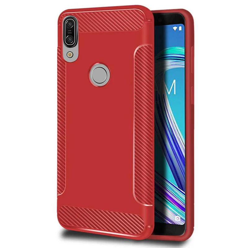 Мягкий чехол для ASUS Zenfone Max Pro M1 матовый Силиконовый из углеродного волокна ZenFone