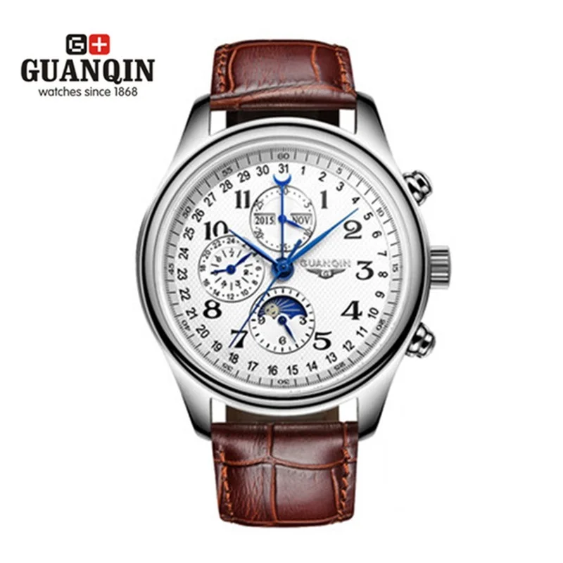 Famous Brand Original GUANQIN Watch Men Big Dial Sport Mechanical Watch Waterproof Watches Sale Military Wrist Watches Clock