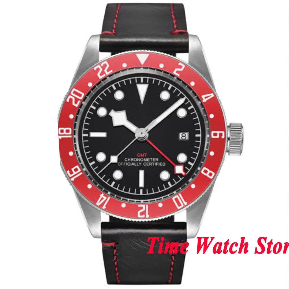 Однотонный corgтеле 41 мм GMT автоматический мужской часы с сапфировым стеклом
