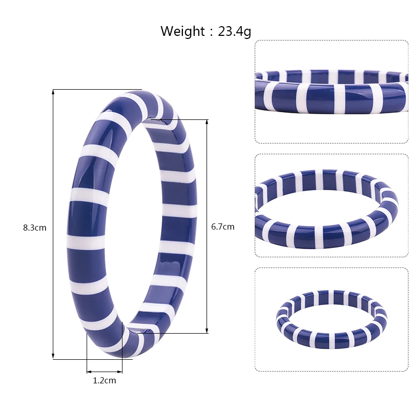 

Vintage Colorful Resin Acrylic Geometric Stripe Bangle Bracelet With Designer Charms Women's Bracelets Indian Blank Jewellery