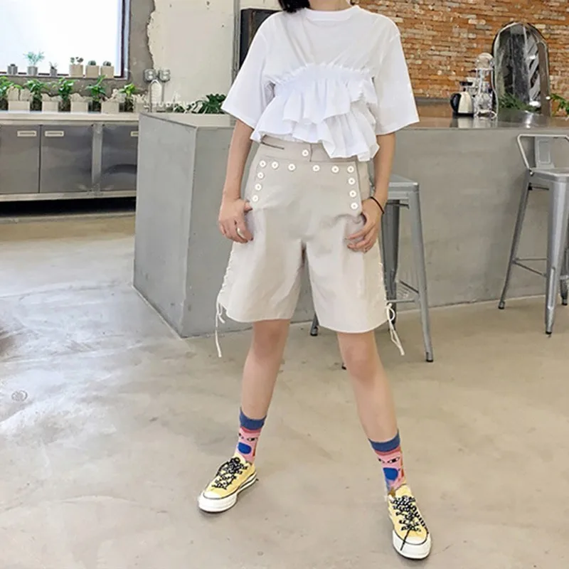 Женская Асимметричная блузка TWOTWINSTYLE белая футболка с круглым вырезом