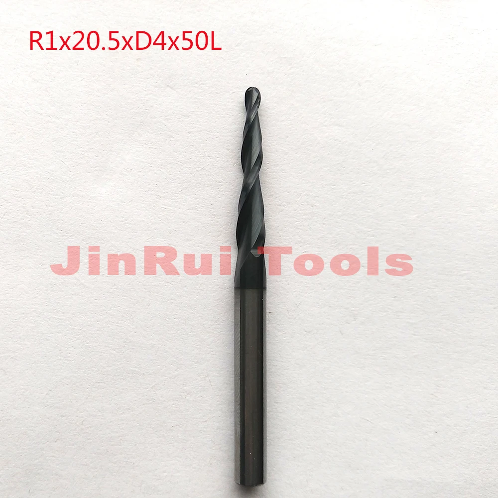 

1pc R1*D4*20.5*50L*2F HRC55 Tungsten solid carbide Coated Tapered Ball Nose End Mills CNC milling cutters wood knife tools knife