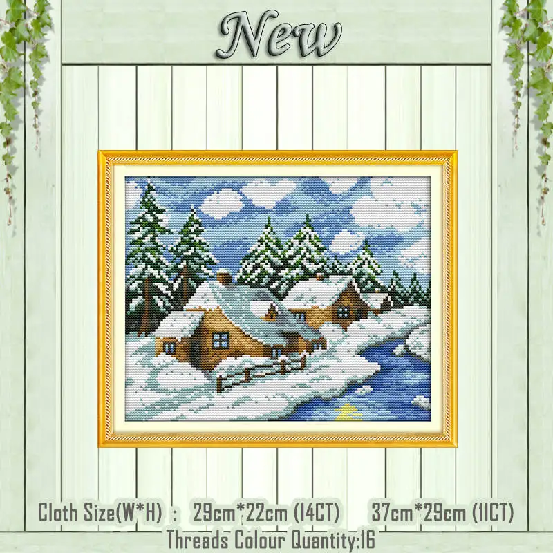 fairy tale house 2 Lakeside snowhouse сказка зима Счетный напечатан на холсте DMC 11CT 14CT наборы DIY Вышивка крестиком набор для рукоделия - Цвет: fairy tale house 2