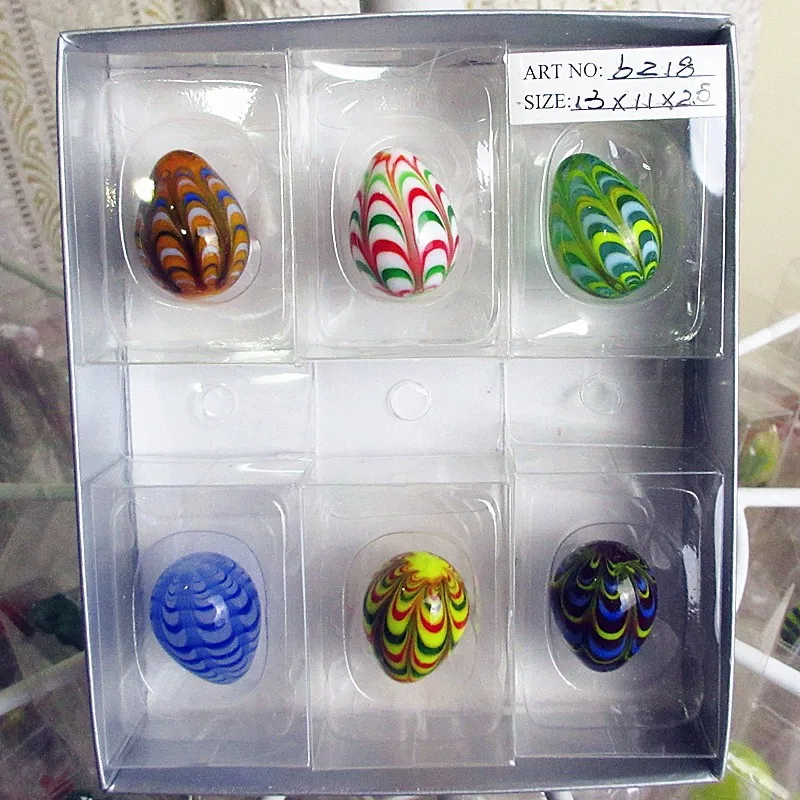6pcs Factory wholesale garden landscape decoration Custom Munrano hand made lampwork glass crafts colorful Easter Marbles eggs | Дом и сад