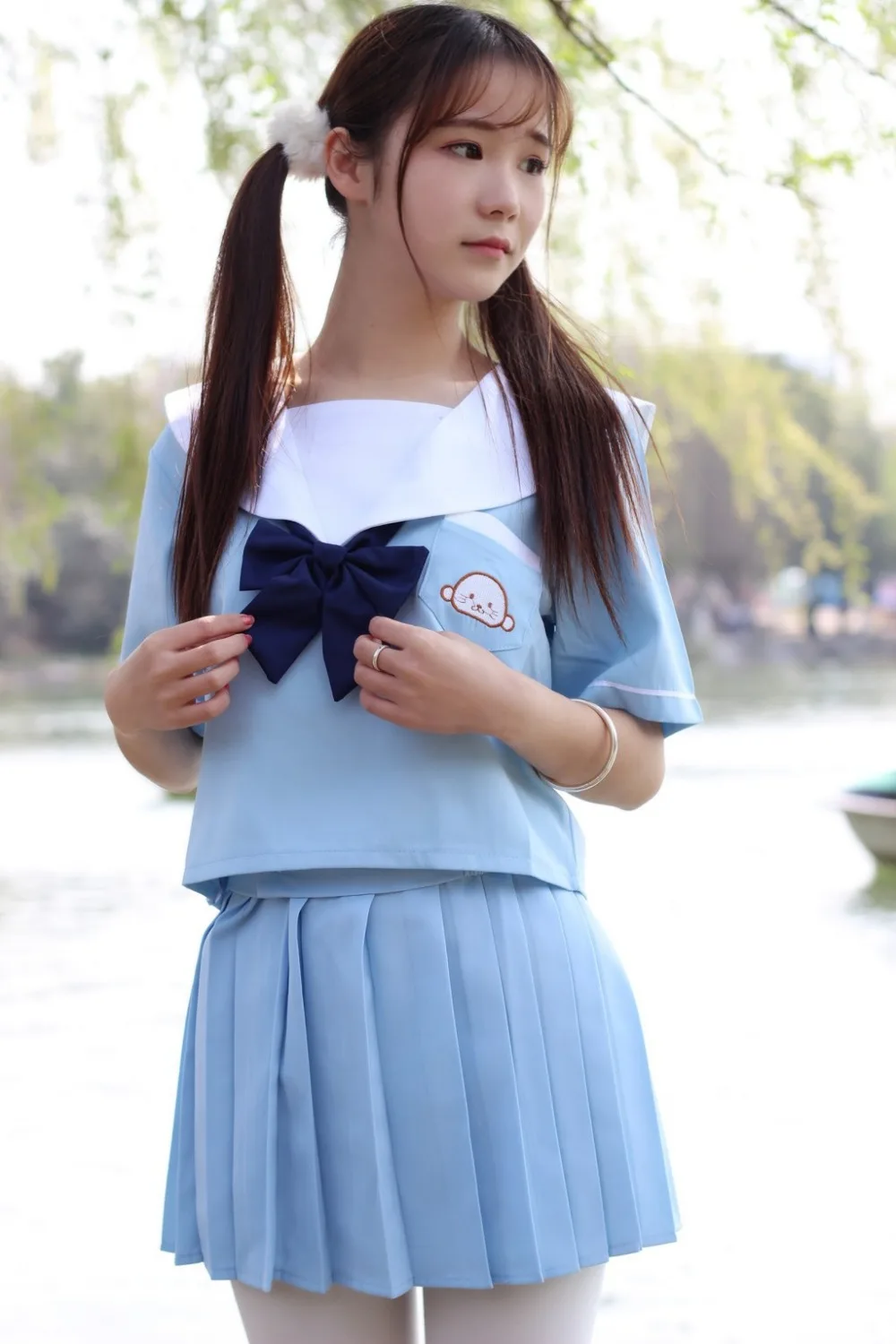 Kawaii японская школьная JK Сейлор униформа маленькая печать в морском стиле женская