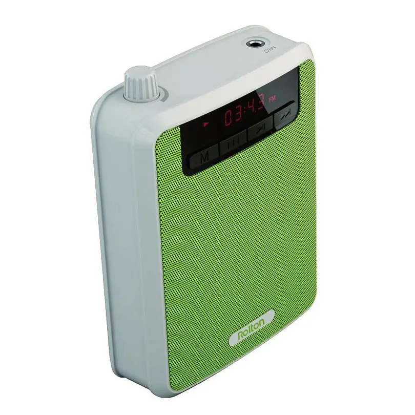 Green Rolton K300 мегафон портативный усилитель голоса поясная полоса клип Поддержка FM радио TF MP3 динамик power bank гиды, учителя - Цвет: Green
