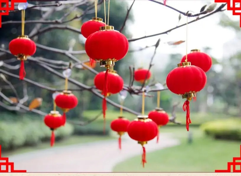 6 шт./лот небольшие флокированные красные фонарики свадебный Декор подарок DIY