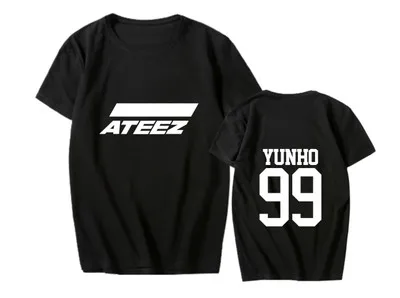 YUNHO K-pop группа ATEEZ Hongjoong Seonghwa Yunho Yeosang San Mingi Wooyoung Jongho хип-хоп футболка с короткими рукавами и круглым вырезом из хлопка Harajuku - Цвет: YUNHO