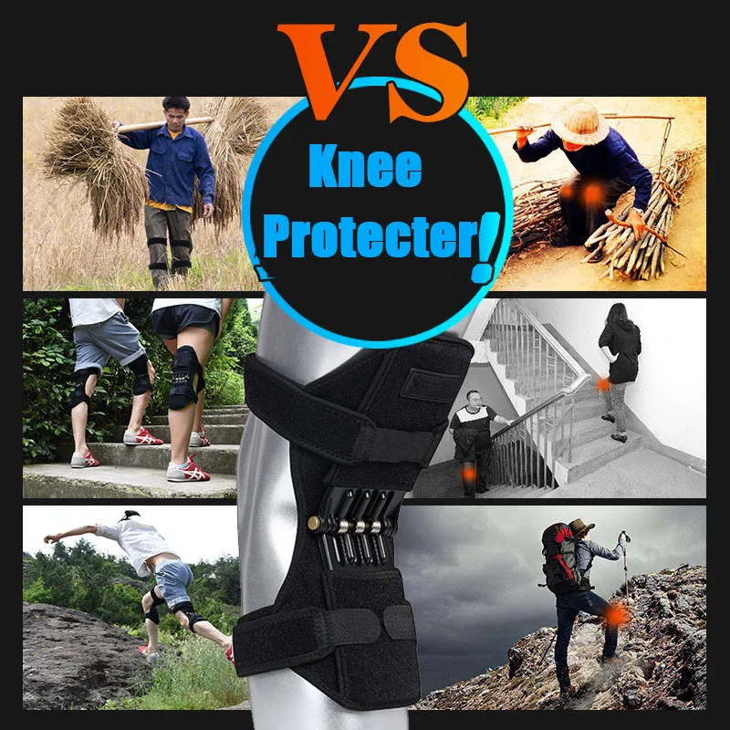 1PC Breathable Non-slip Lift Joint Support Knee Pads Powerful Rebound Spring Force Knee Booster