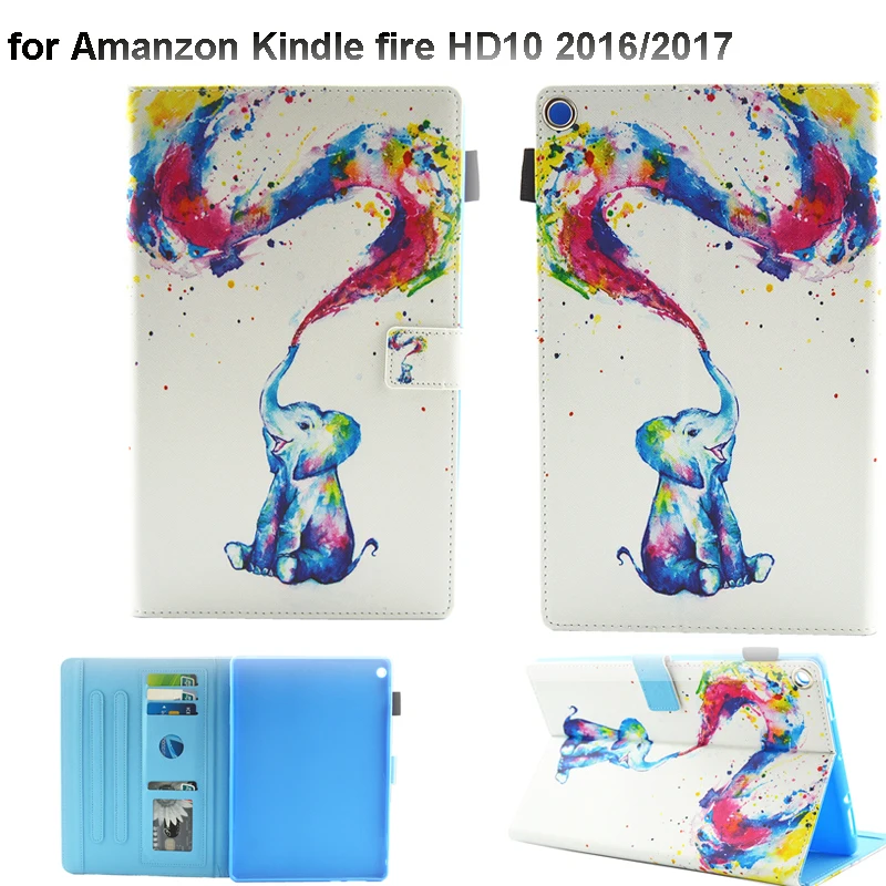Многофункциональный кожаный чехол кошелек для Amazon kindle fire HD10 2016 с пейзажем мягкий
