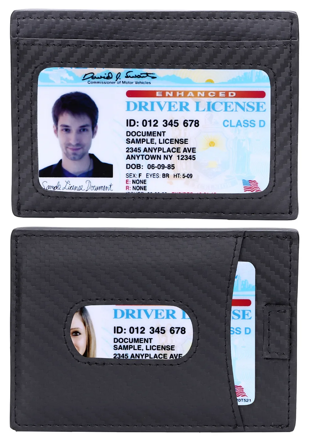 Kinzd Тонкий углеродного Волокно зажим для денег кошелек минималистский RFID