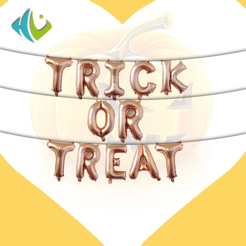 16 дюймов розовое золото Trick or Treat/Boo/EEEK/Spooky Алфавит фольга Воздушные шары баннеры