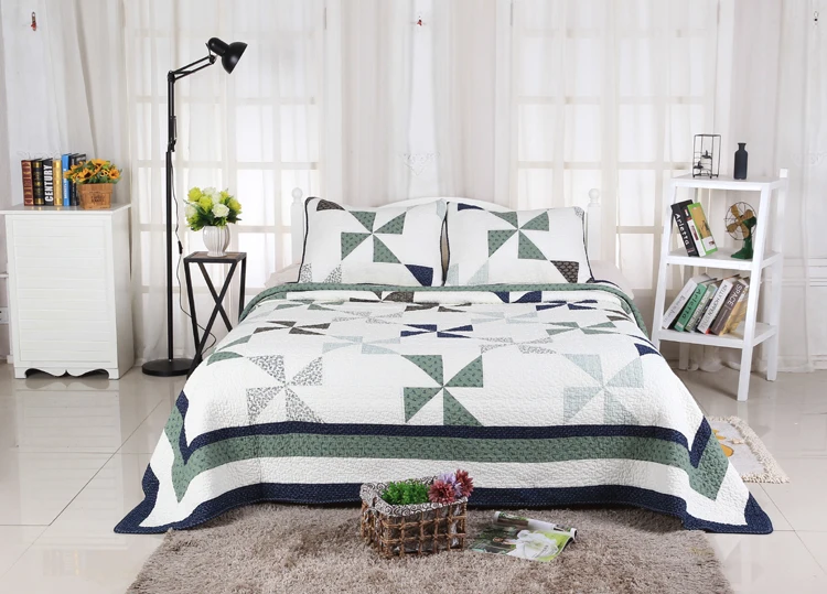 Синий Вышивка хлопковая Лоскутная хлопковых лоскутных одеял 3 предмета в комплекте, качество постельные покрывала постельное белье Двухспальное с Три-дэ принтом waterwash одеяла Синий Вышивка хлопковая Лоскутная хлопковых лоскутных одеял 3 предмета в комплекте, качество постельные покрывала постельное белье Двухспальное с Три-дэ принтом waterwash одеяла