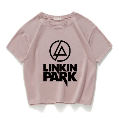 Модная Высококачественная женская футболка Linkin Park, повседневная короткая футболка из хлопка для девушек, женский свободный короткий топ, летние женские топы, футболка - Цвет: B05 pink