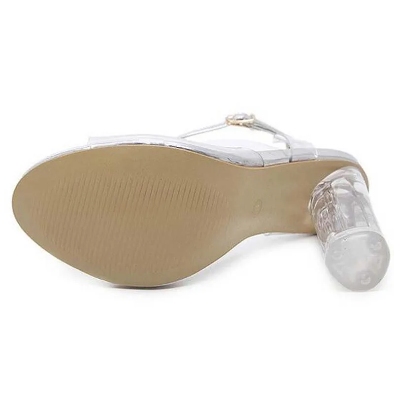 2020 летние сандалии из ПВХ прозрачные туфли лодочки с Т образным ремешком Женская