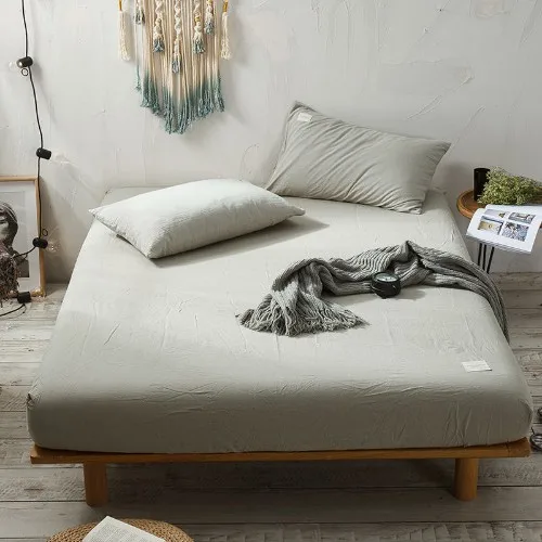 fitted sheet 11 3 шт. хлопок простыня с резинкой постельное белье льняные простыни серый зеленый синий наматрасник один двойной русский размер 160x200 см - Цвет: fitted sheet 11