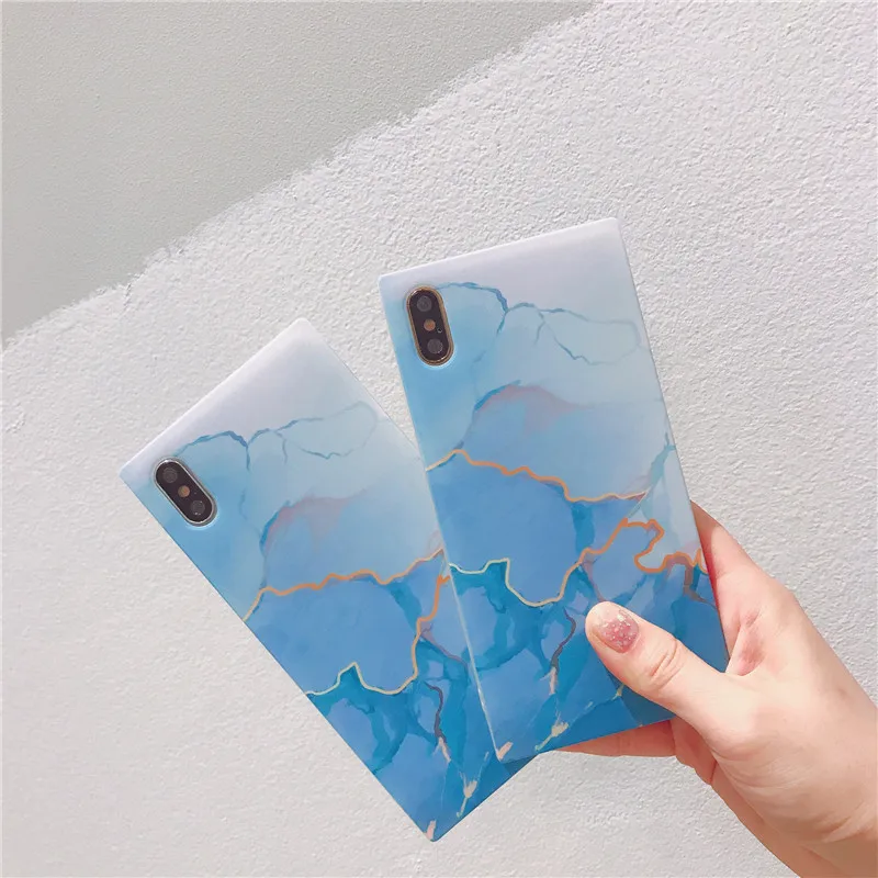 DISCASE квадратный Модный мягкий чехол для iphone 6 6s 7 8plus XS MAX XR X телефона мраморный Blu Ray