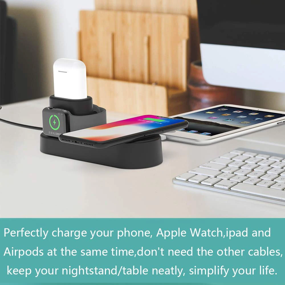 NYFundas Qi Беспроводное зарядное устройство подставка держатель для Apple Watch 2 3 4 Airpods